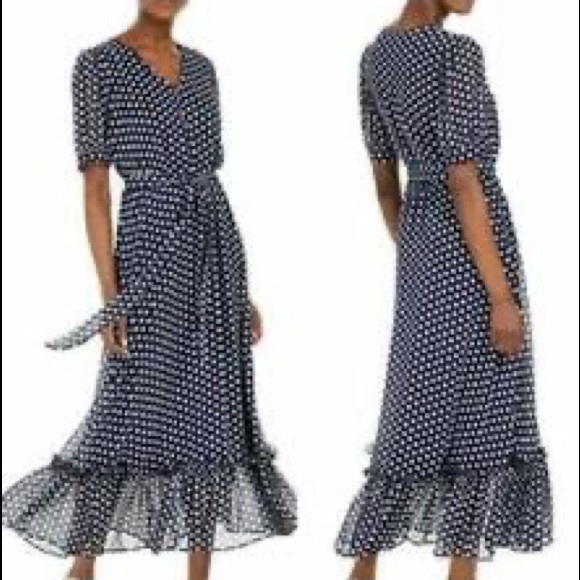Calvin Klein Dresses & Skirts - Calvin Klein Polka Dot Maxi Long Chiffon Boho Dress
